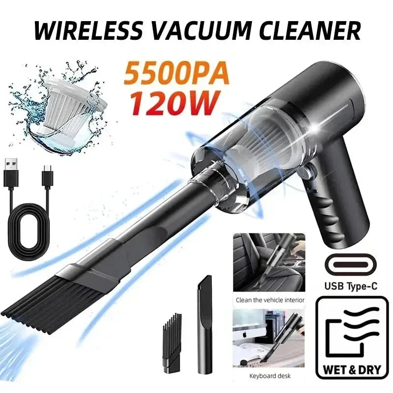 Clearance_Portable Wireless Car Vacuum Cleaner Wireless Vacuum Cleaner Dual Use for Home and Car 120W High Power Powerful Vacuum